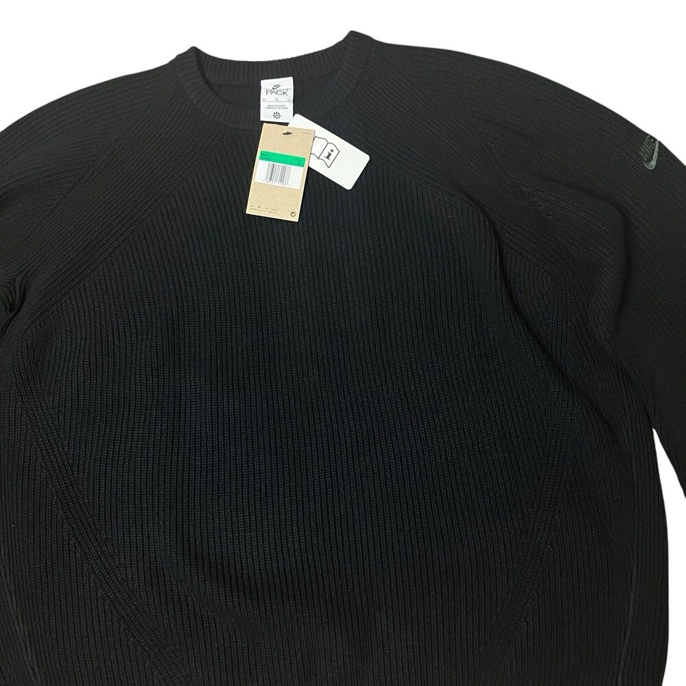 Nike Tech Pack Sweater‎ Mens XL Black Knit Wool Blend Crew Pullover DQ4292-010